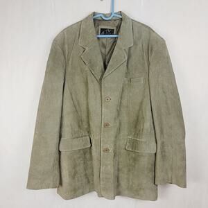 Leonardos Canada green suede leather overcoat blazer mens size 50 Vintage